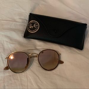 Ray-Ban Round Double Bridge Pink Sunglasses